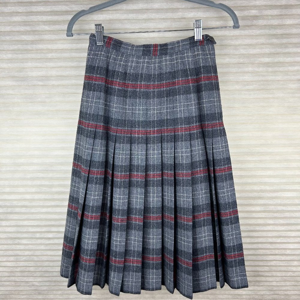 Vintage Pendleton Academia Preppy Plaid Wool Pleated Skirt Country Quiet Luxury